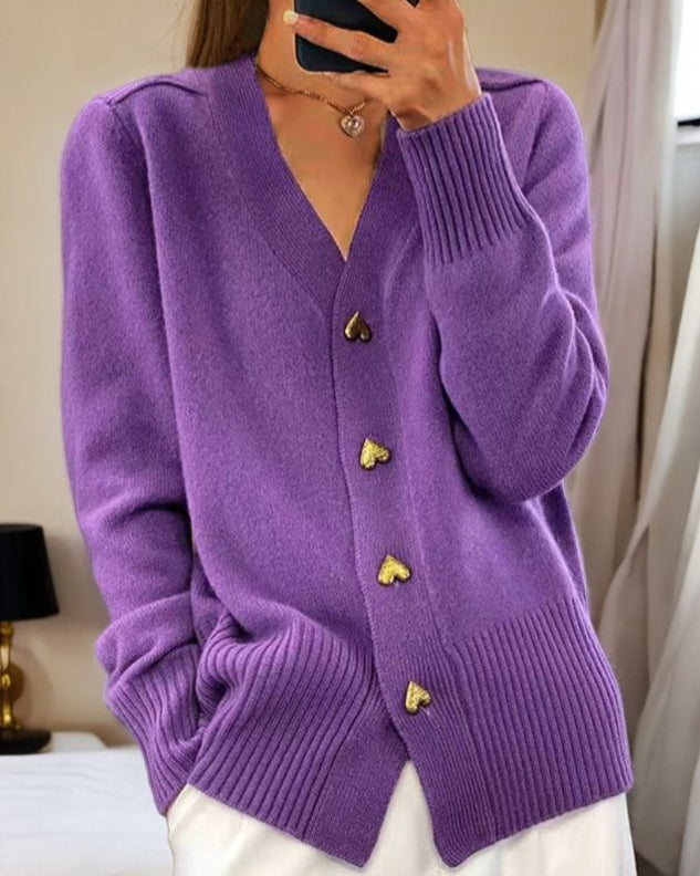 Annabelle | Elegant Heart Button Cardigan™