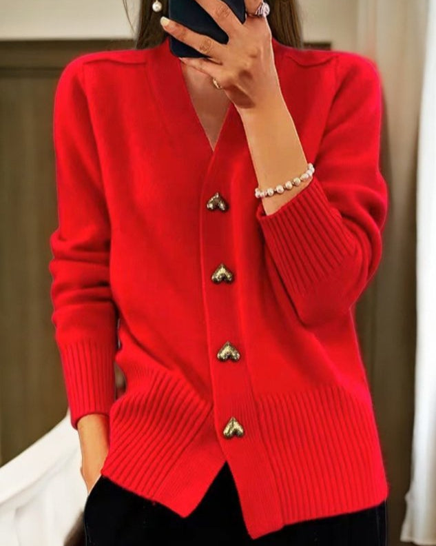 Annabelle | Elegant Heart Button Cardigan™